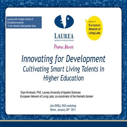 Innovation for development and cultivating smart living talents in higher education thh 26012011 final
