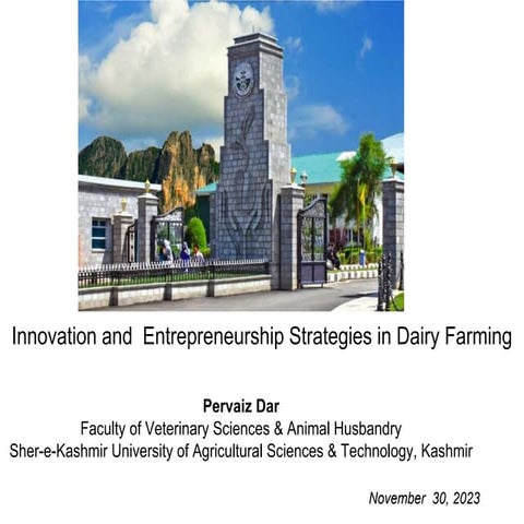 Innovation & Entrepreneurship strategies in Dairy Industry