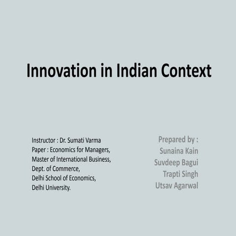 Innovation In  Indian Context