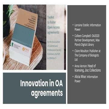 Innovation in OA agreements