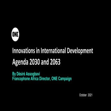 Innovation in International Development -  Agendas 2030 and 2063 
