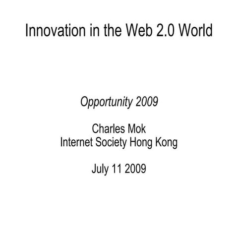 Innovation in the Web 2.0 World