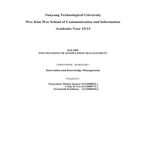 Innovation & Knowledge Management