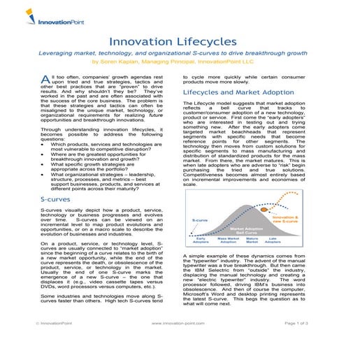 Innovation lifecycles