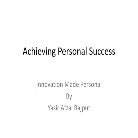 Achieving Personal Success
