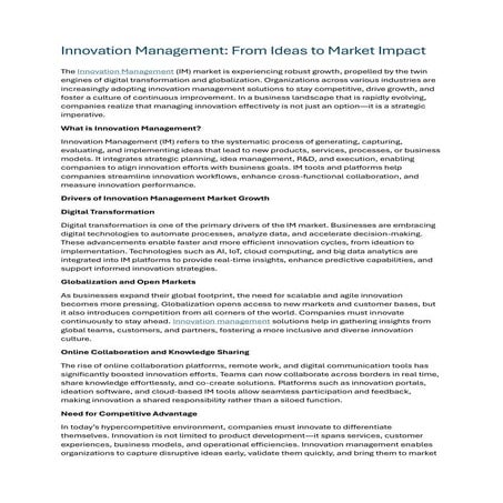 Innovation Management: From Ideas to Market Impact