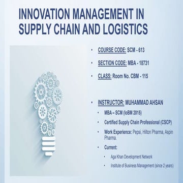 INNOVATION MANAGEMENT IN SUPPLY CHAIN  LOGISTICS MANAGEMENT - Lecture 1.pptx