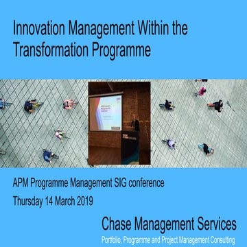 Innovation management within the transformation programme and beyond