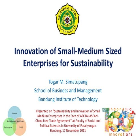 Innovation of small medium enterprises for sustainability | PDF