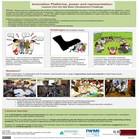 Innovation platforms, power and representation: Lessons from the Nile Basin D...