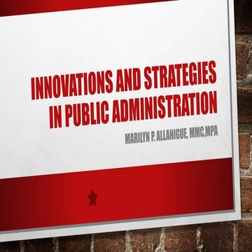 Innovations and Strategies in Public Administration