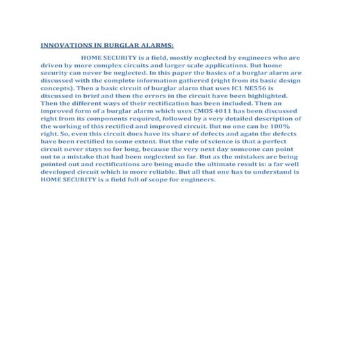 Innovations In Burglar Alarms Abstract(Ce)