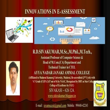 Innovations in E-Assessment - R.D.Sivakumar