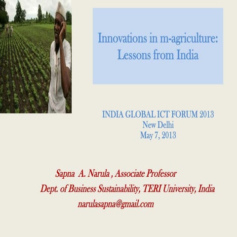 Innovations in M Agriculture Lessons from India