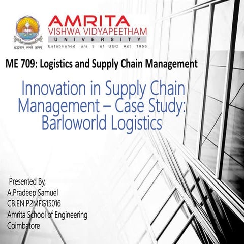 Innovations in supply chain - A.Pradeep Samuel
