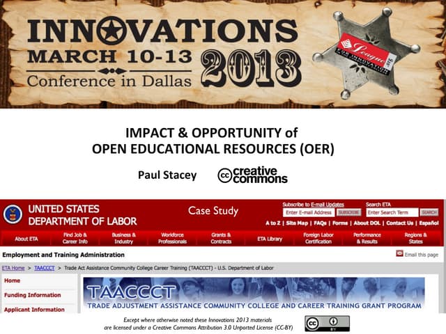 Impact and Opportunity of OER - A DOL TAACCCT Case Study