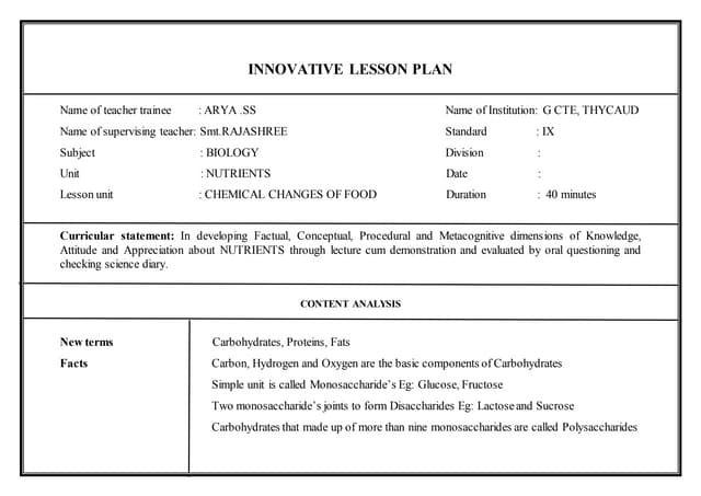 The Six Essential Nutrients: Lesson Plan And Worksheet | PDF ...