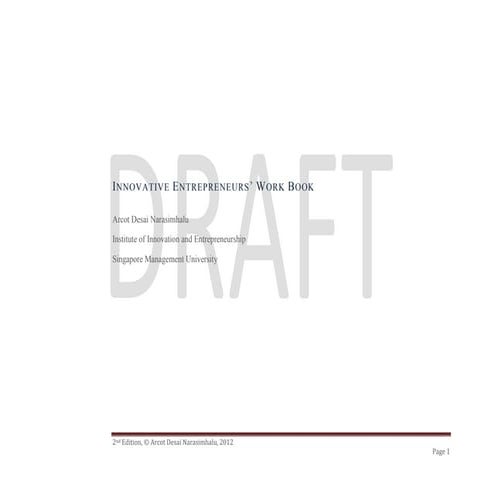 Innovative Entrepreneurs Workbook April 2012