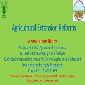 Agricultural Extension Reforms 