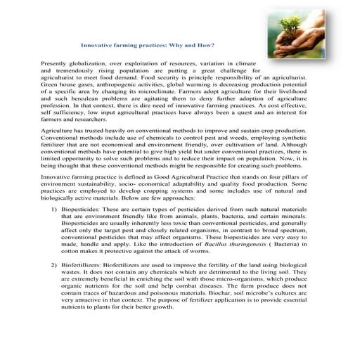 Innovative farming practices | PDF