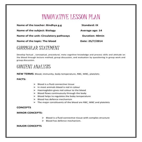Innovative lesson plan | DOCX