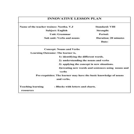 Innovative lesson plan.