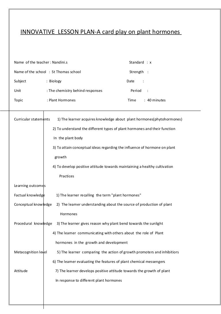 worksheet Plant Hormones Worksheet innovative lesson plan a card play on plant hormones