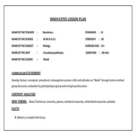 Innovative lesson plan | DOCX