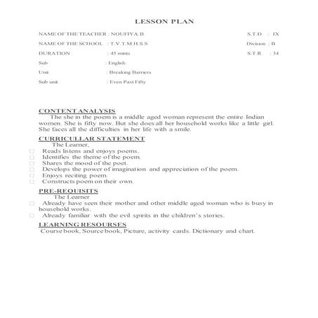 Innovative lesson plan