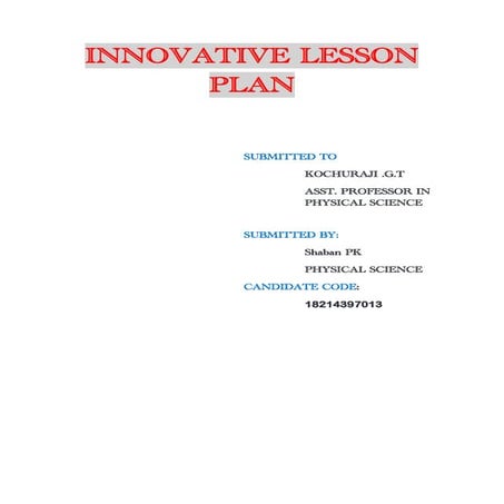 Innovative lesson plan | PDF