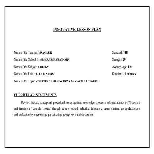 Innovative lesson plan | DOCX