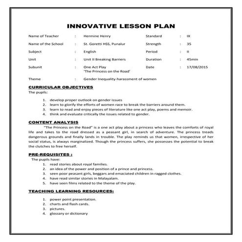 Innovative lesson plan final | PDF