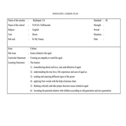 Innovative lesson plan 