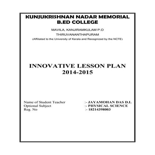Innovative lesson template 