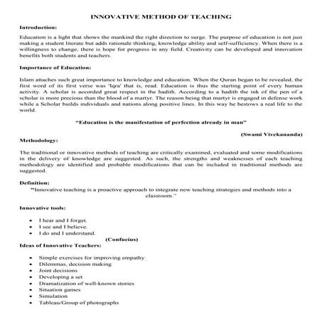 Innovative method of teaching