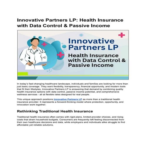 Innovative Partners LP Expands Smarter Health Coverage Options | PDF