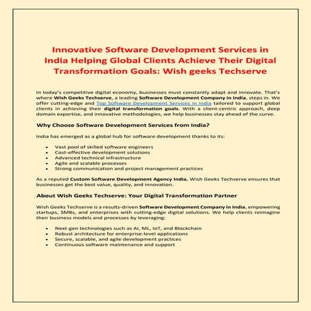 Software Development Services in India: Wish Geeks Techserve