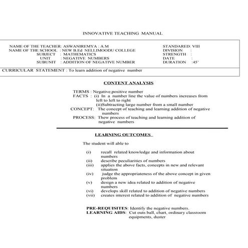 Innovative teaching  manual