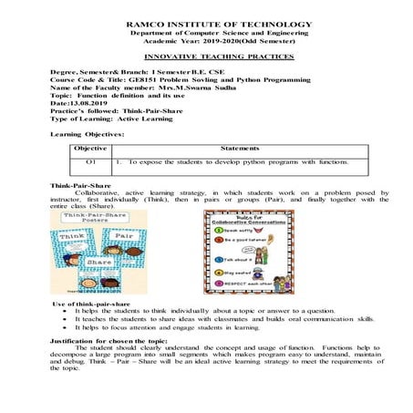 Innovative teaching think pair share  function