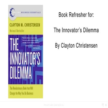 [Book Refresher] Innovator's Dilemma by Clayton Christensen