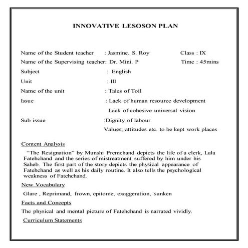 Innovative lesson plan | DOCX