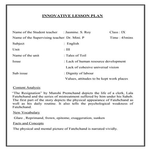 innovative lesson plan | DOCX