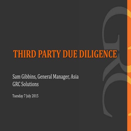Third Party Due Diligence - Case Study Discussion