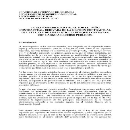 Inocencio melendez julio la responsabilidad fiscal por el  daño contractual,...