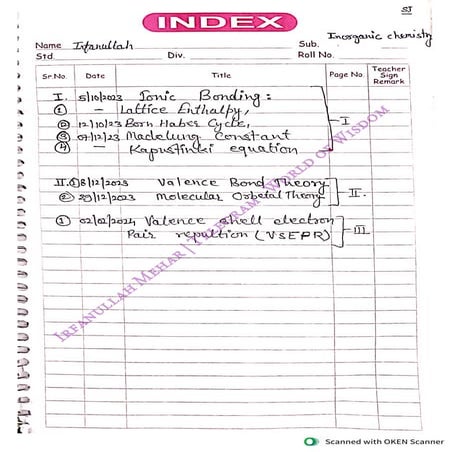 MOT , VBT , Ionic Bonding, VSPER Theory BSc 1st Sem Inorganic Chemistry Irfan...