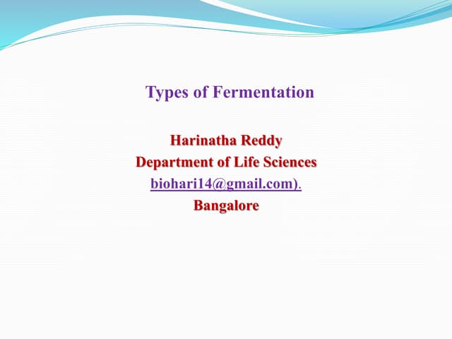 Types of fermentation and Inoculam build up