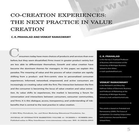 Inovacao experience cocreation