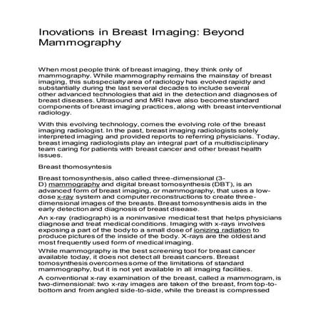 Inovations in breast imaging