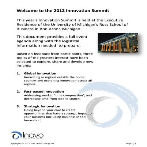 Inovo 2012 Innovation Summit   Agenda