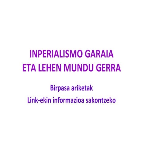 Inperialismo garaia  eta Lehen Mundu Gerra